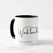 The WORK LOVE BALANCE script w/compass heart mini マグカップ (正面左)
