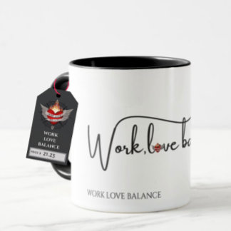 The WORK LOVE BALANCE script w/compass heart mini マグカップ