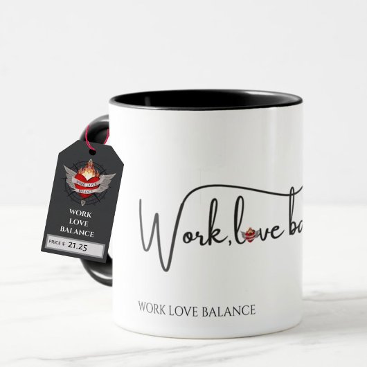 The WORK LOVE BALANCE script w/compass heart mini マグカップ