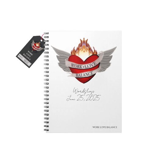 The WORK LOVE BALANCE white script lettering pad ノートブック