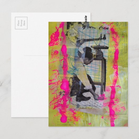 The Working Men Mixed Media Collage ポストカード (正面/裏面)