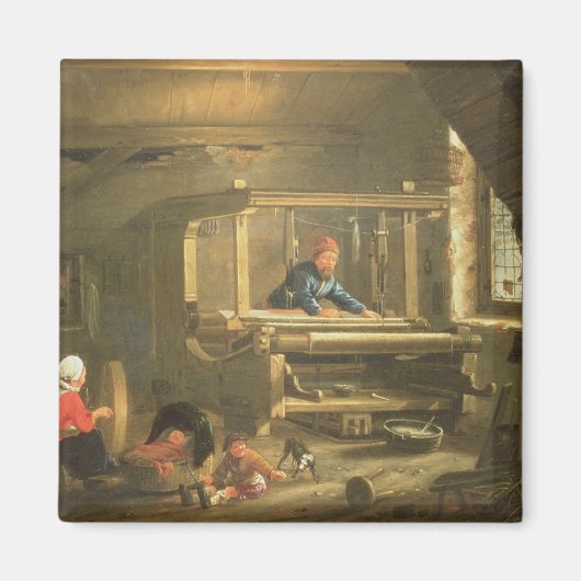 The Workshop of a Weaver, 1656 (キャンバス上の油) マグネット (正面)