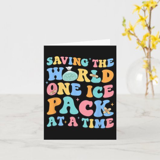 The World 救 One Ice Pack At Time Schoolナース カード (黄色い花)