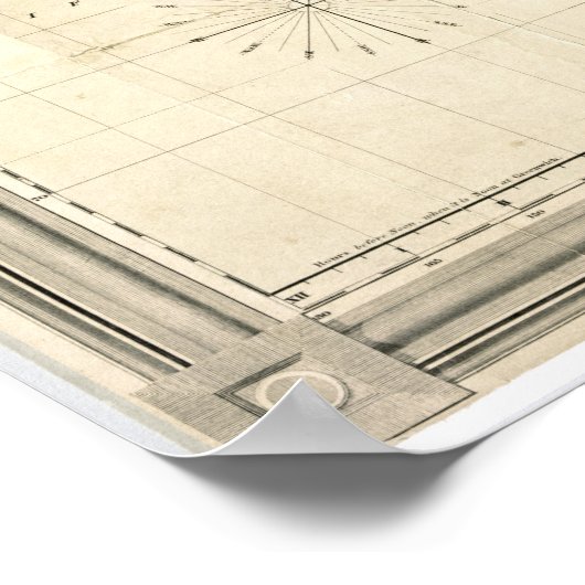 The World on Mercator's Projection | 1840 ポスター (角)