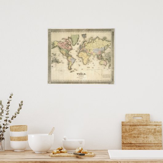 The World on Mercator's Projection | 1840 ポスター (キッチン)