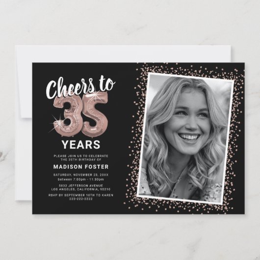 「The Years 35歳」の誕生日写真 招待状 (正面)