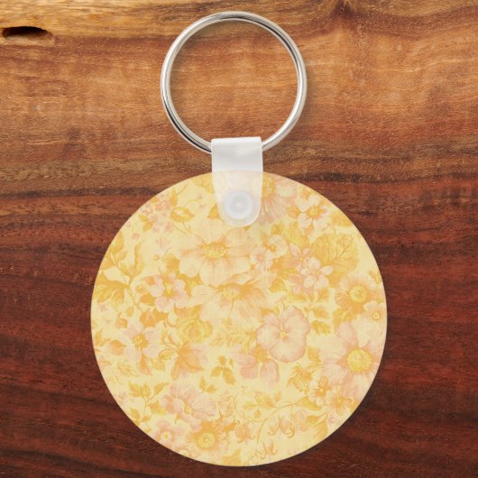 The Yellow Feather Mask on Floral Pattern キーホルダー (裏面)