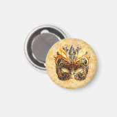 The Yellow Feather Mask on Floral Pattern マグネット (正面/裏面)