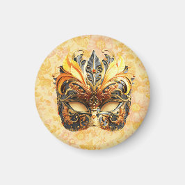 The Yellow Feather Mask on Floral Pattern マグネット