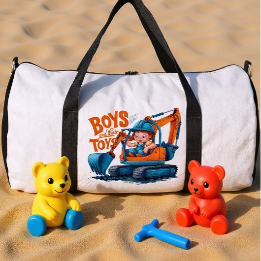 The Young Explorer: Boy on Bulldozer ダッフルバッグ