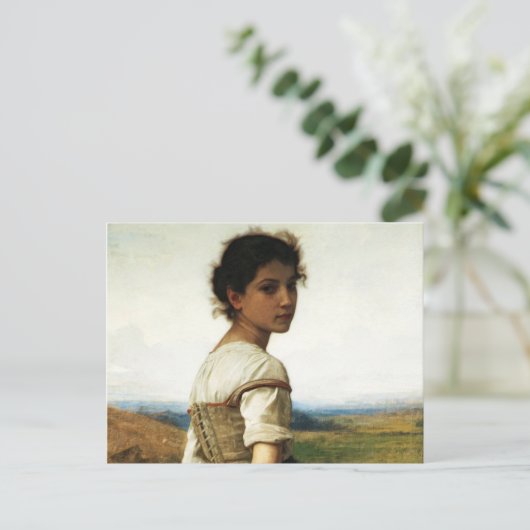 The Young Shepherdess by William-AdolpheBouguereau ポストカード (スタンド正面)