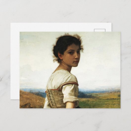 The Young Shepherdess by William-AdolpheBouguereau ポストカード (正面/裏面)