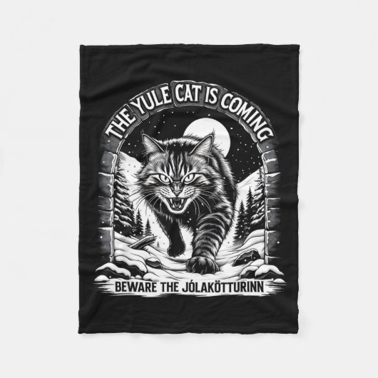 The Yule Cat Is Coming Beware Jolakotturinn Quote  フリースブランケット (正面)