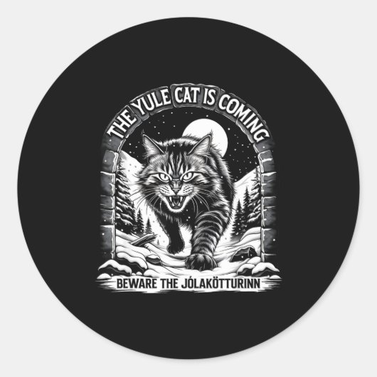 The Yule Cat Is Coming Beware Jolakotturinn Quote  ラウンドシール (正面)