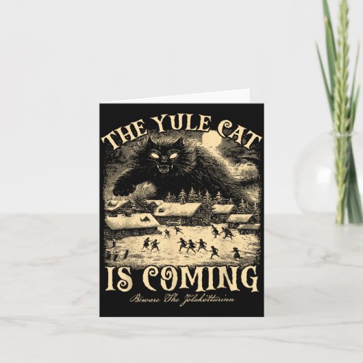 The Yule Cat Is Coming Gothic Christmas Winter Sol カード (正面)