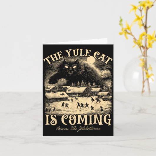 The Yule Cat Is Coming Gothic Christmas Winter Sol カード (黄色い花)