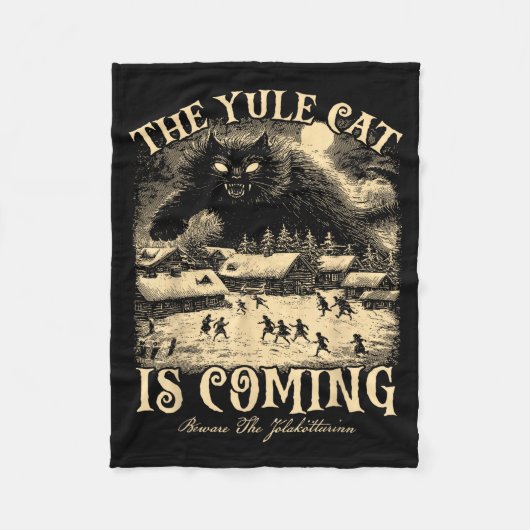 The Yule Cat Is Coming Gothic Christmas Winter Sol フリースブランケット (正面)