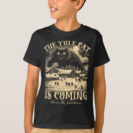 The Yule Cat Is Coming Gothic Christmas Winter Sol Tシャツ (正面)