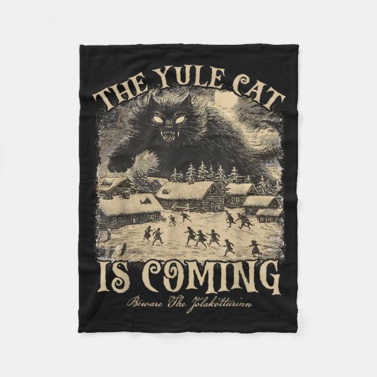 The Yule Cat Is Coming Icelandic Christmas Cat Mom フリースブランケット (正面)