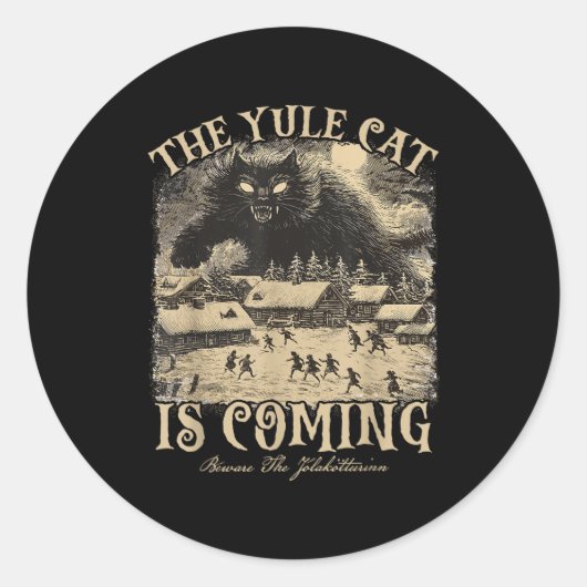 The Yule Cat Is Coming Icelandic Christmas Cat Mom ラウンドシール (正面)