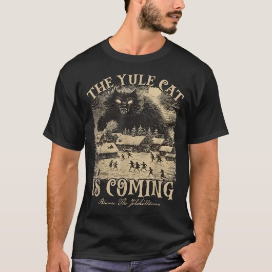 The Yule Cat Is Coming Icelandic Christmas Cat Mom Tシャツ (正面)