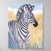 The Zebra | Watercolor Safari Animal Nature ポスター (正面)