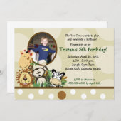 The Zoo Crew Jungle *写真*誕生日- TAN 招待状 (正面/裏面)