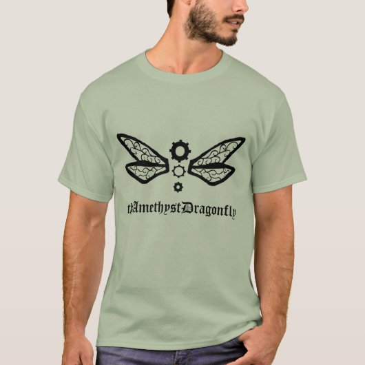 theAmethystDragonflyトンボの基本的なロゴのティー Tシャツ (正面)