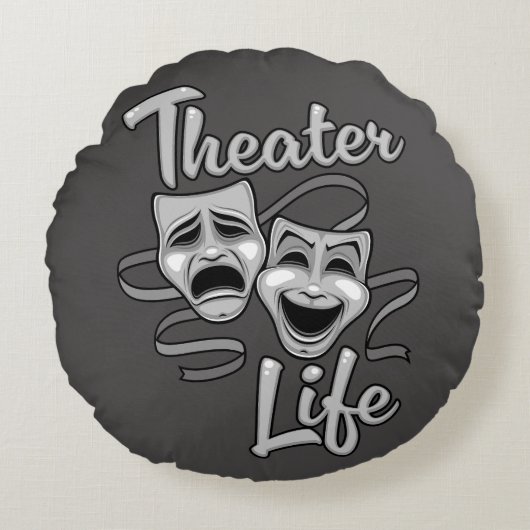 Theater Life Comedy and Tragedy Masks ラウンドクッション (正面)