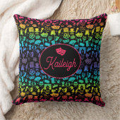 Theatre Lover Rainbow Icons Plaid Throw Pillow クッション (ブランケット)