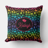 Theatre Lover Rainbow Icons Plaid Throw Pillow クッション (正面)