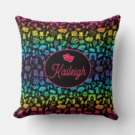 Theatre Lover Rainbow Icons Plaid Throw Pillow クッション
