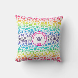 Theatre Lover Rainbow Icons Throw Pillow クッション