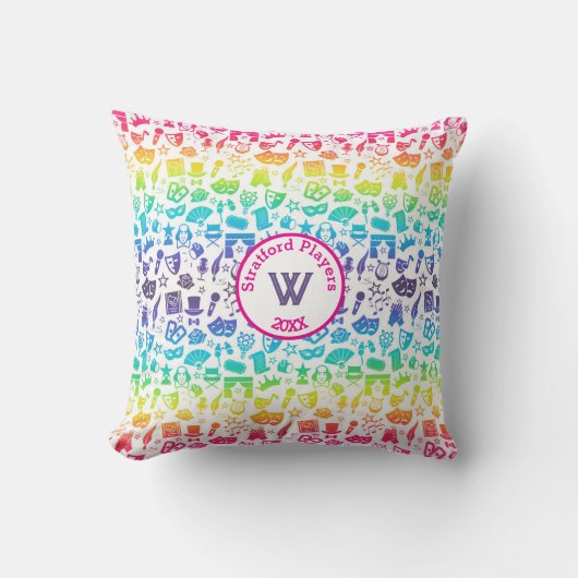 Theatre Lover Rainbow Icons Throw Pillow クッション (正面)