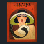 Theatre Magazine Cover 1924 Vintage Deco ポスター<br><div class="desc">January 1924 art deco advertising of Theater magazine with brunette retro flapper girl in hat and feather. In dramatic stage colors of red,  green  and black.</div>