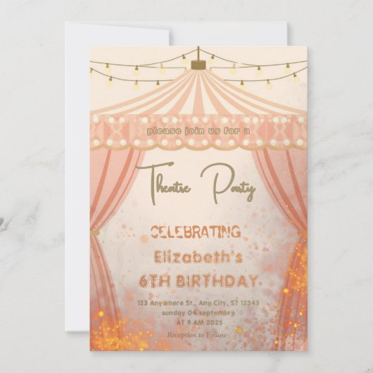 Theatre Marquee Party Invitation – Birthday invite 招待状 (正面)