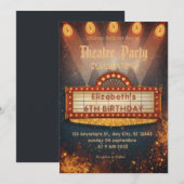 Theatre Marquee Party Invitation – Birthday invite 招待状 (正面/裏面)