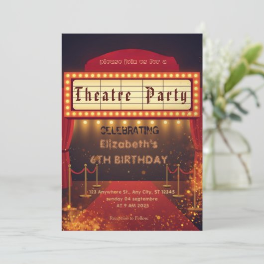 Theatre Marquee Party Invitation – Birthday invite 招待状 (スタンド正面)
