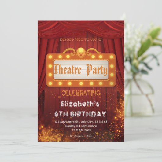 Theatre Marquee Party Invitation – Birthday invite 招待状 (スタンド正面)