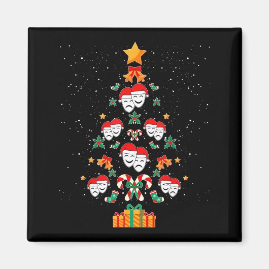 Theatre Masks Drama Actor Actress Christmas Tree X マグネット (正面)