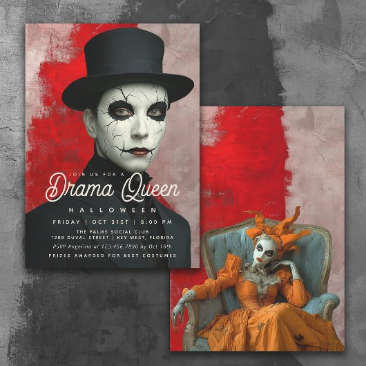 Theatrical Drama Queen Halloween Party 招待状