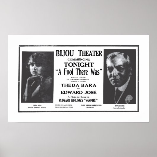 Theda Bara 1916ヴィンテージ広告ポスター ポスター (正面)