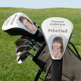 #theDad、ホワイトの名前と年号とカスタム写真 ゴルフヘッドカバー