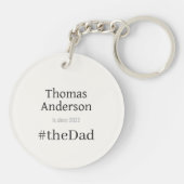#theDad、ホワイト 名前と年とカスタム写真 キーホルダー (裏面)