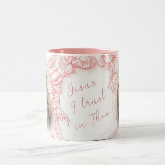 Theeの慈悲のイエス・キリスト宗教Iの信頼 ツートーンマグカップ (中央)