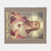 Theeの神聖なハートのイエス・キリストIの信頼 フリースブランケット (正面(横))