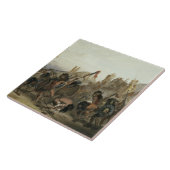 theiの前のMandanのインディアンのバイソンダンス タイル (側面)