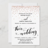 Their Wedding Hearts Script Faux-Copper Confetti 招待状 (正面)