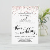 Their Wedding Hearts Script Faux-Copper Confetti 招待状 (スタンド正面)
