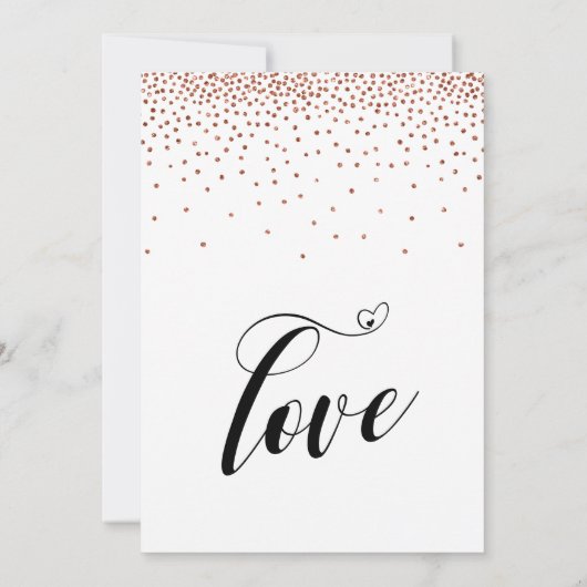 Their Wedding Hearts Script Faux-Copper Confetti 招待状 (裏面)